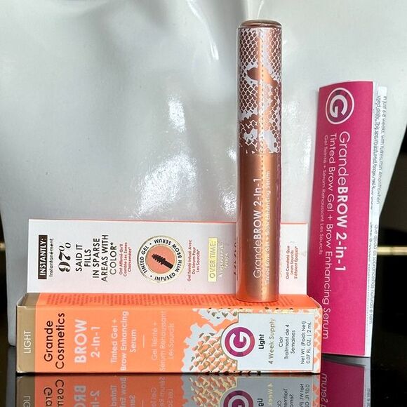 NIB GrandeBROW 2-In-1 Tinted Brow Gel + Brow Enhancing Serum Light Mini 4 Months - Picture 6 of 11